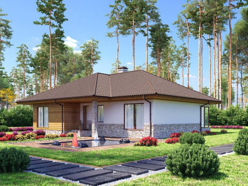 Кирпичный дом в скандинавском стиле одноэтажный