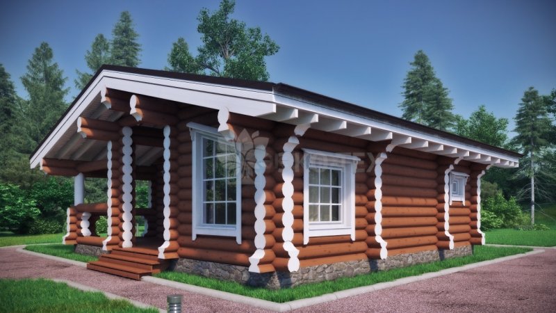 Дом из кругляка одноэтажный