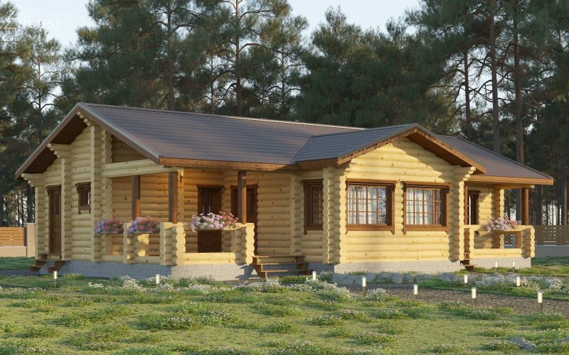 Дом 120 м2 оцилиндрованное бревно