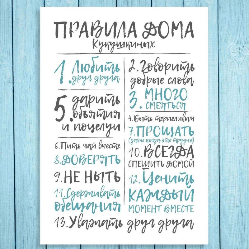 Постер «правила дома»