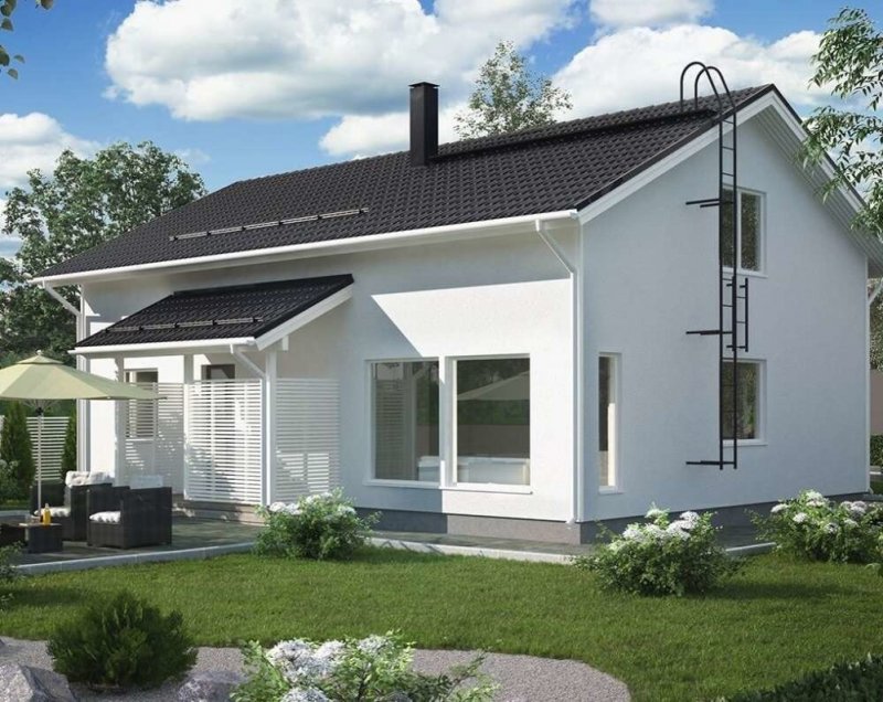 Фасады домов с двухскатной крышей