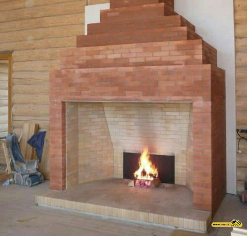 Открытый камин из кирпича