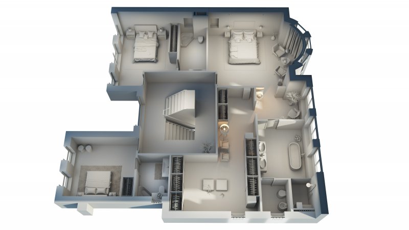 3d планировка коттеджа