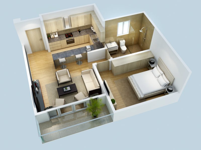 Apartment Floor Plan 1 Bedroom