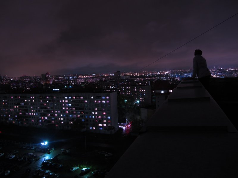 Вид с крыши ночью
