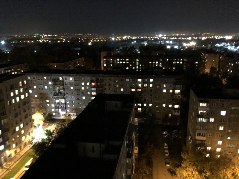 Вид с 10 этажа ночью