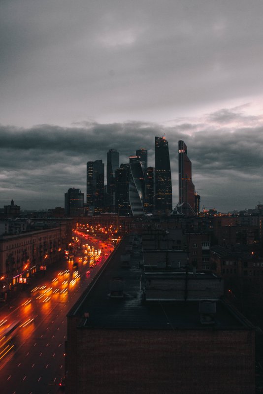 Ночная Москва вид с крыши