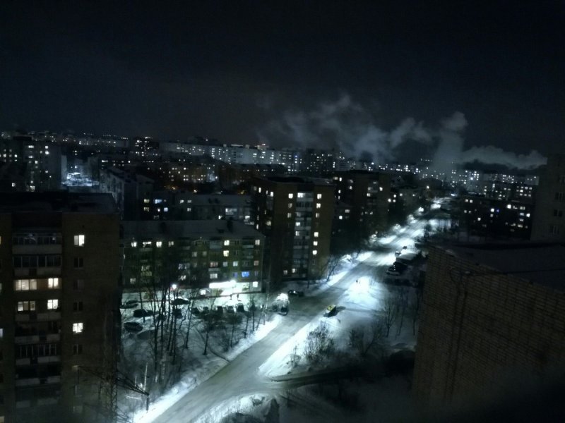 Зимние ночные виды с крыши