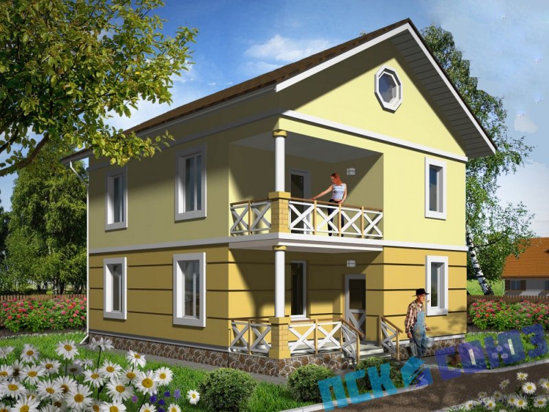 Фасад дома с балконом
