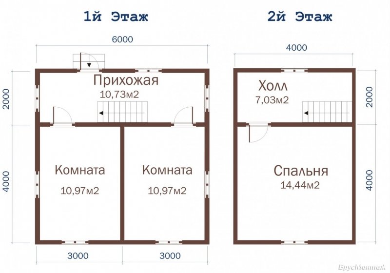 Проекты домов 6х6 два этажа из бруса