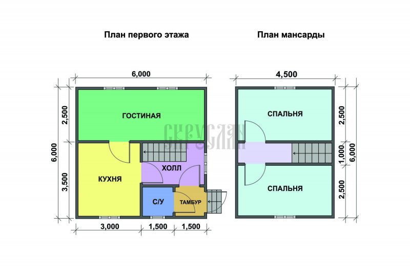 Проекты домов из бруса 6х6 2 этажа