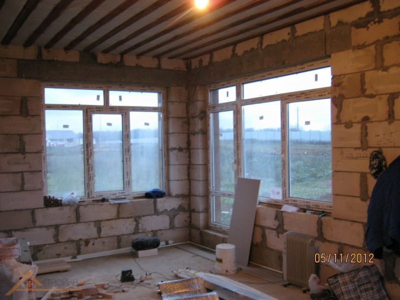 Дом из газобетона с панорамными окнами