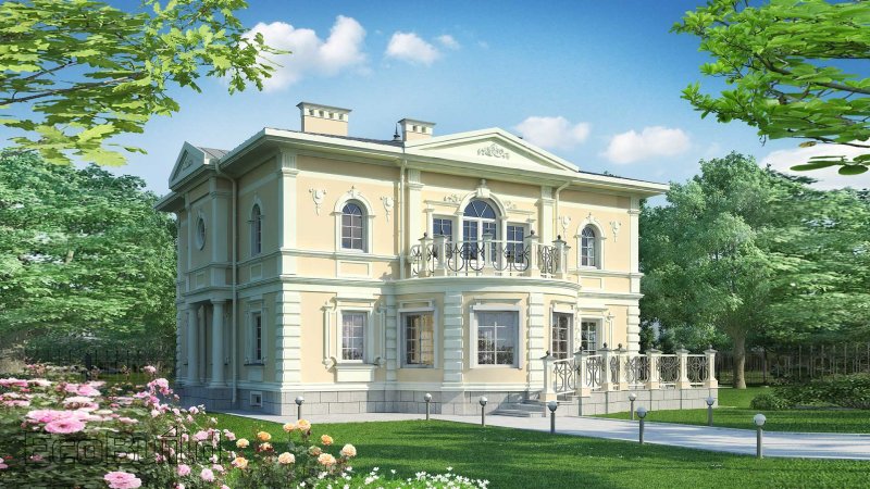 Двухэтажное здание в классическом стиле