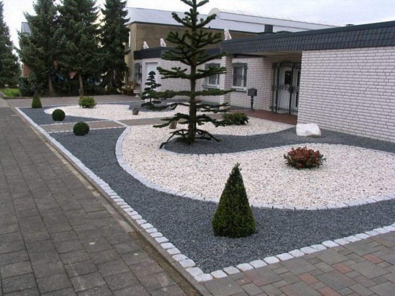 Клумбы прямоугольные с щебнем
