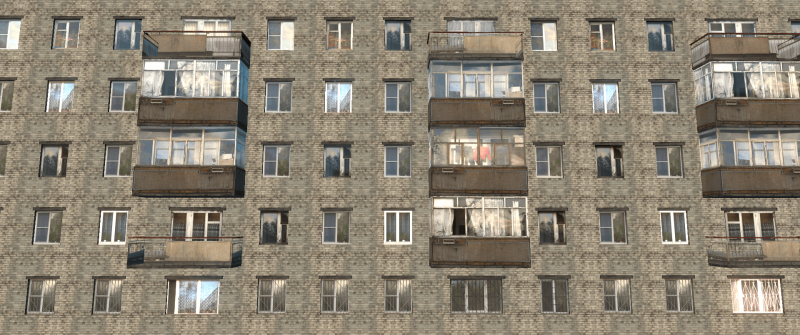 Окно Пети этажного дома