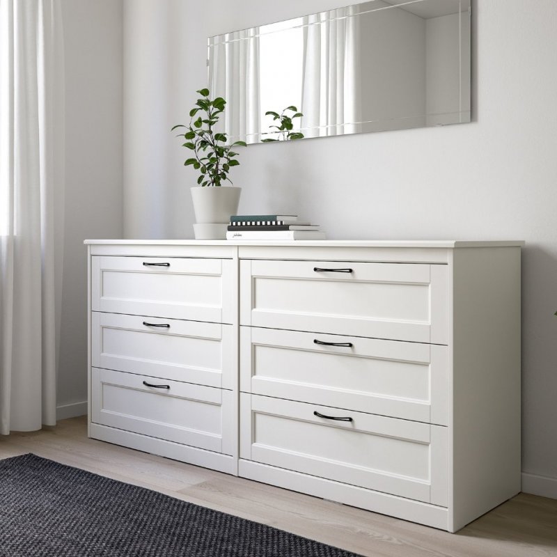 SONGESAND СОНГЕСАНД комод с 6 ящиками, белый