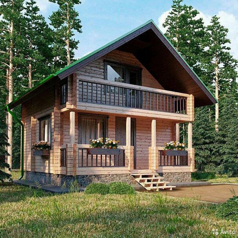 Дом с террасой 6x6 полутораэтажный Пестово