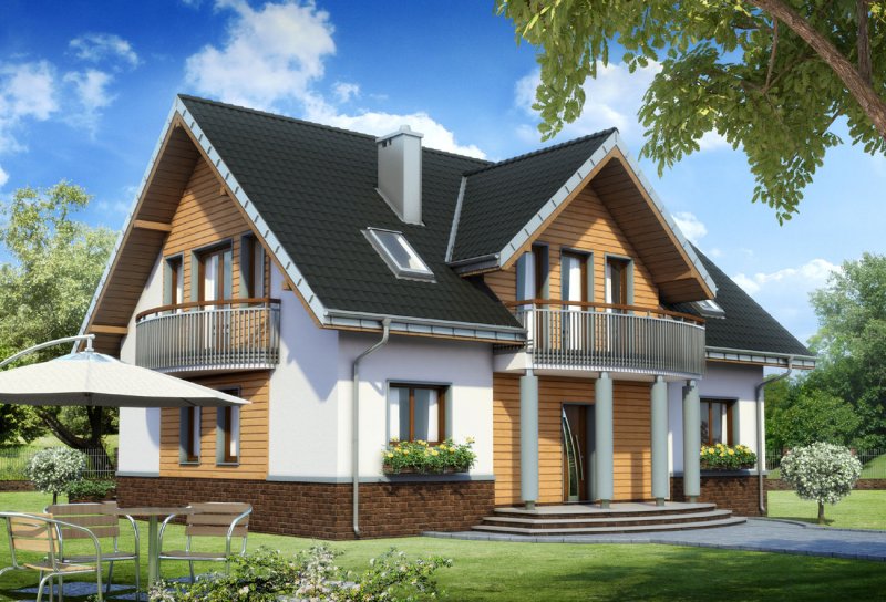 Мансардный дом с балконом