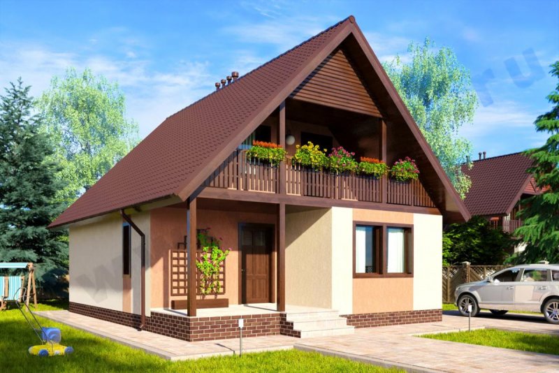 Дома с мансардой и балконом