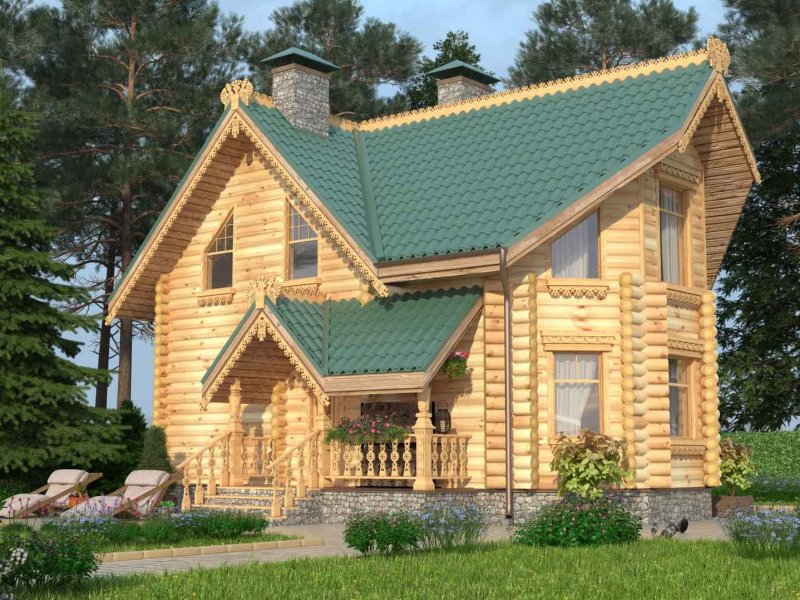 Бревенчатая двухэтажная баня