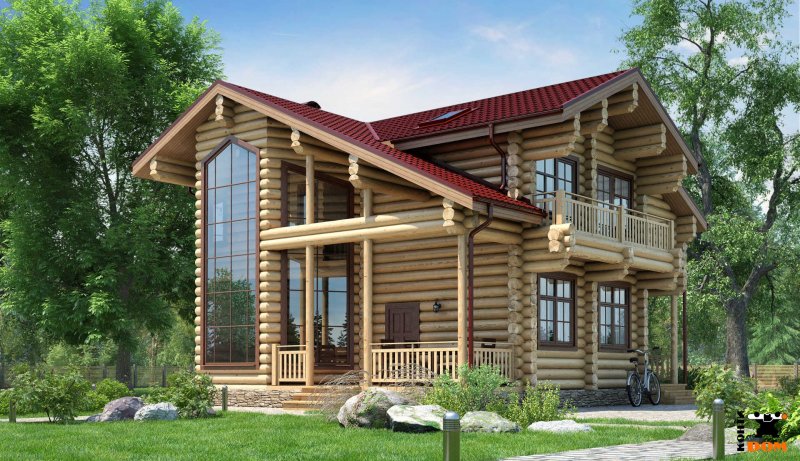 Дом из оцилиндрованного бревна 2 этажа