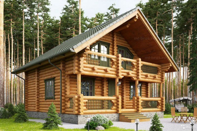 Баня из бревна 2 этажа