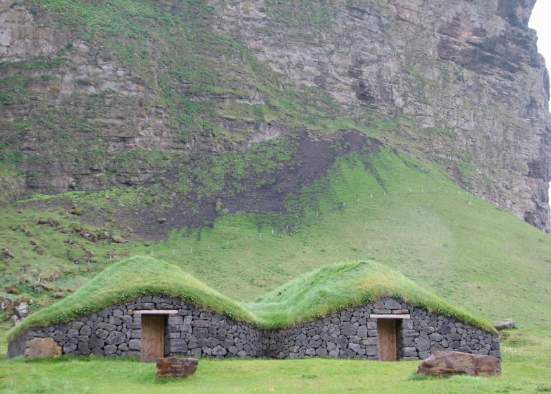 Зеленые крыши в Исландии