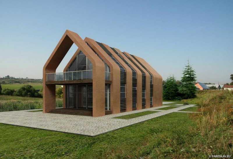 Современный дом со скатной крышей