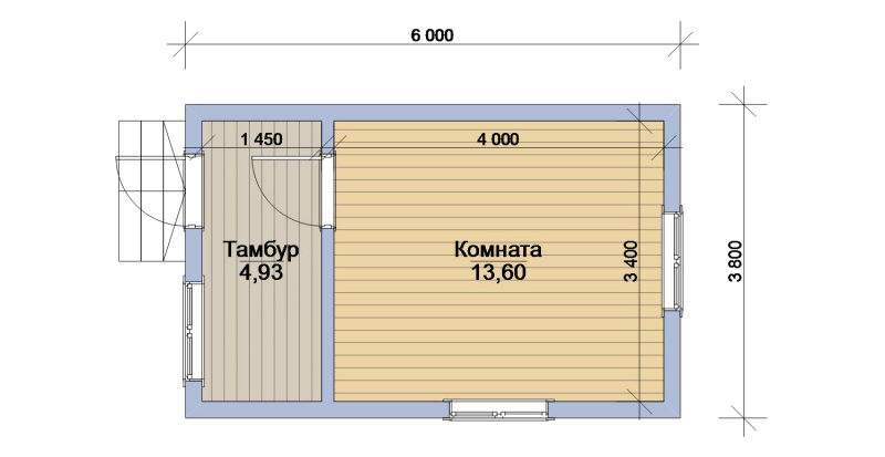 Каркасная бытовка 6х4 чертеж