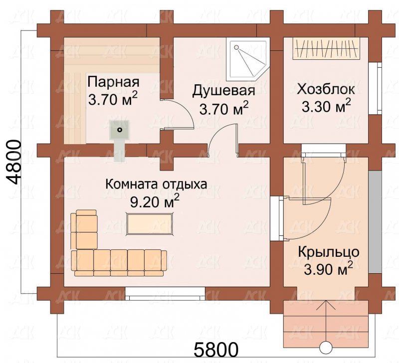 Дом баня планировка 6х8