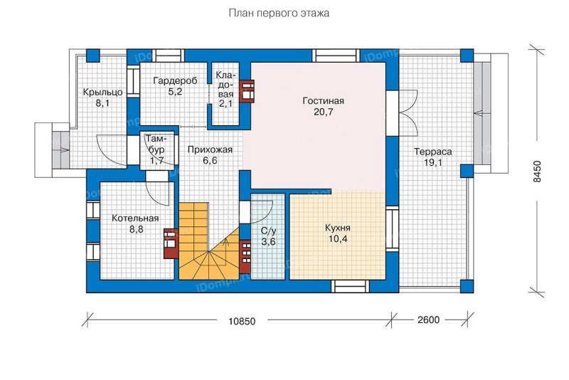 Планировка первого этажа 8 на 10