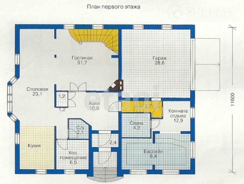 Планировка коттеджа с бассейном