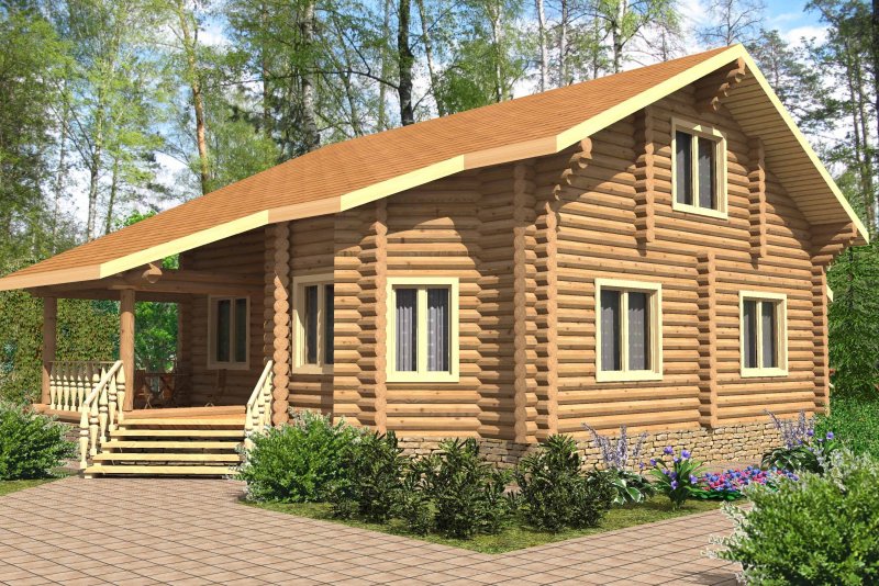 Проект дома из оцилиндрованного бревна Лесная сказка