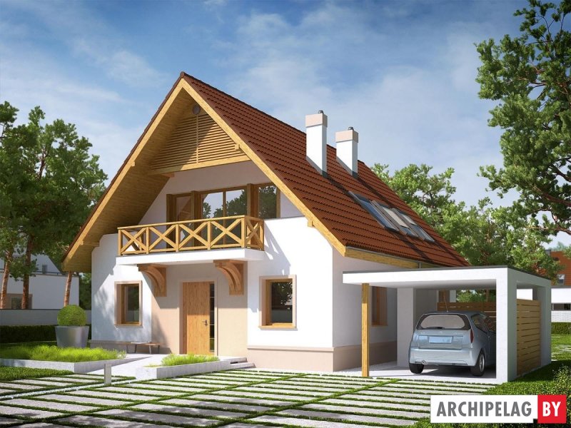 Дом с мансардой и двускатной крышей