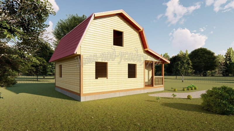 Дом с двускатной ломаной крышей