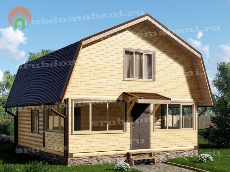 Баня 6х6 с ломаной крышей