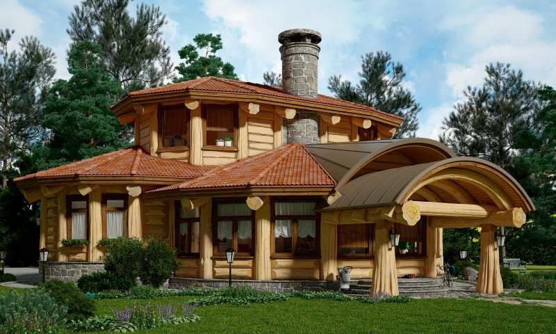 Дом из кедра Post and Beam
