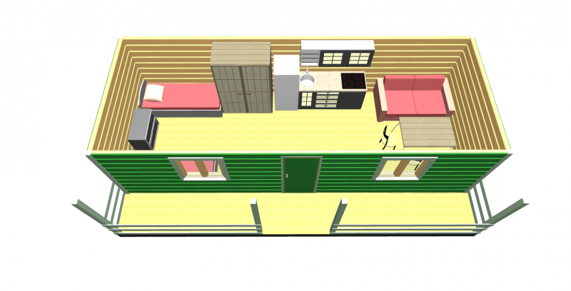 Планировка бытовки 3 х 8