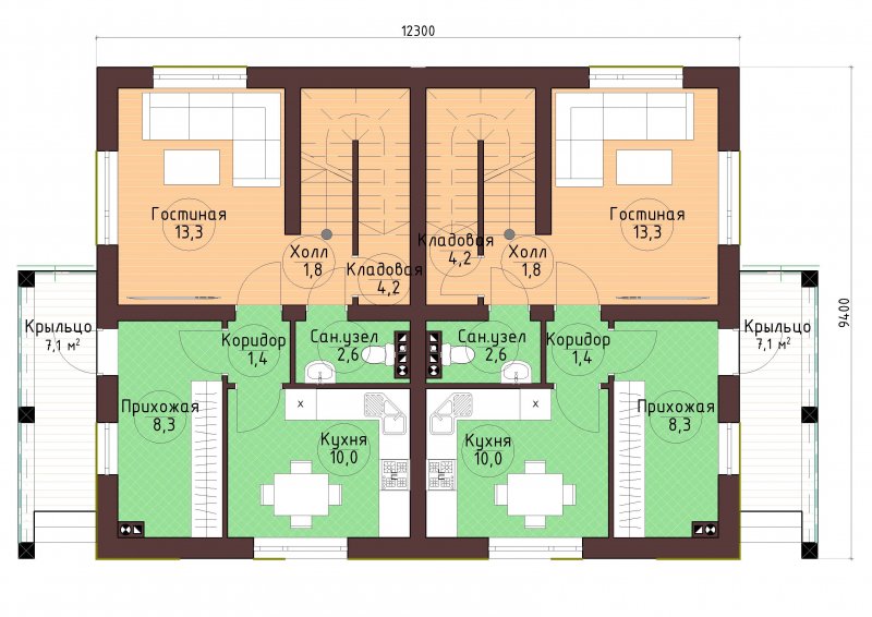 Планировка дуплекс 130м