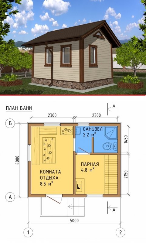 Баня каркасная проект 4x6 чертежи