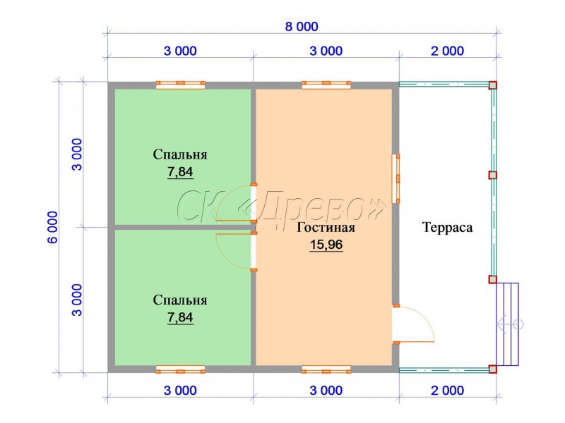 Планировка дачного домика 6х8 одноэтажный