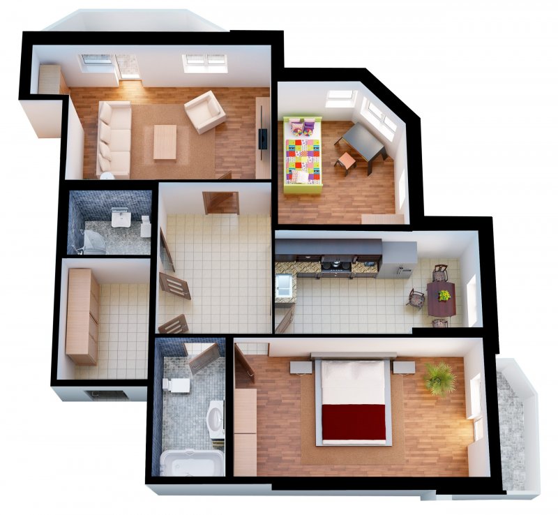 Планировка 3х комнатной квартиры 60м2