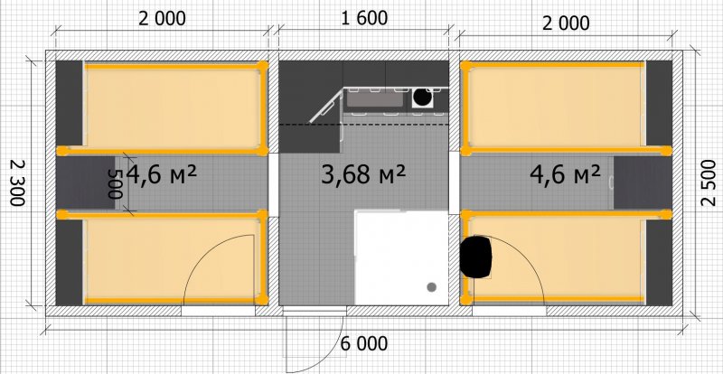 Бытовка планировка 2x4