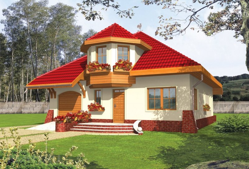 Коттедж с мансардной крышей