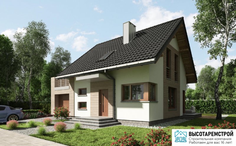Дом с мансардой и террасой и гаражом 150м2