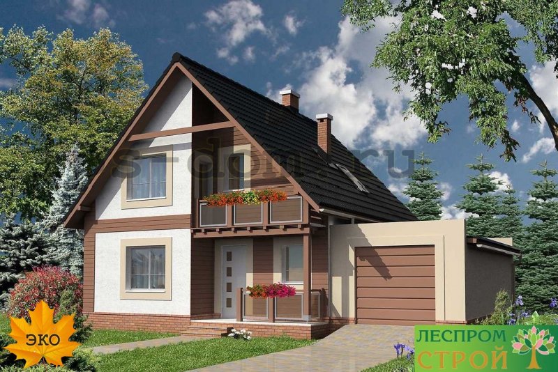 Квадратный дом с гаражом