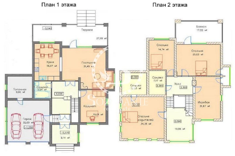 2 Этажный коттедж планировки