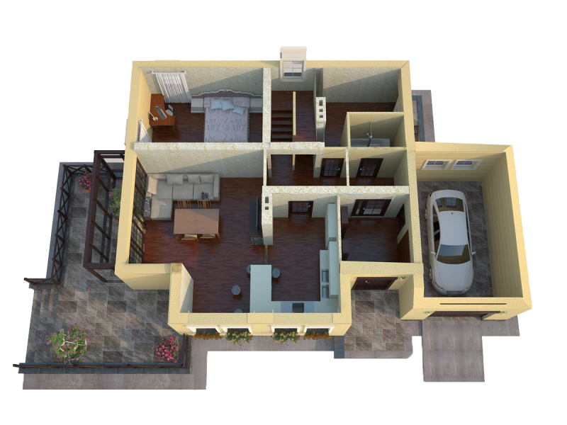 3d планировка коттеджа