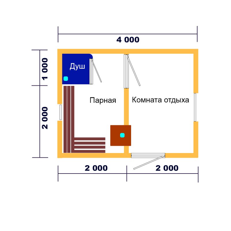 Сруб бани 3х4 планировка
