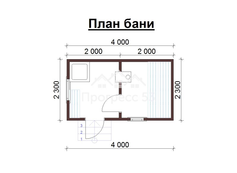 Баня 4х2.3 планировка